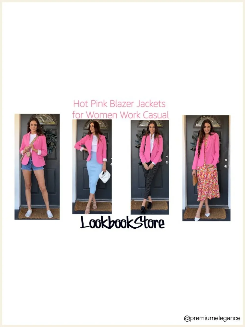 Women's Business Casual Blazer Suit Jacket Long Sleeve Padded Shoulders Notched